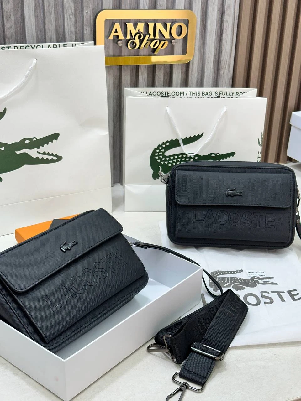 lacoste noir sacoche